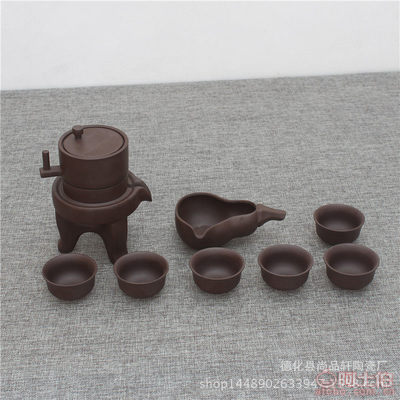德化縣尚品軒陶瓷廠 時來運轉(zhuǎn)自動茶具，仿古石墨紫砂禮品套裝批發(fā)